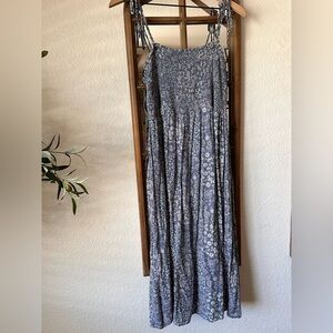 Forever 21+ Blue Floral Smocked Midi Dress Women’s 2X Coastal Cowgirl